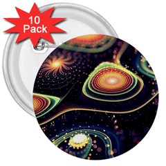 Psychedelic Trippy Abstract 3d Digital Art 3  Buttons (10 Pack)  by Bedest