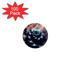 Blue And Brown Flower 3d Abstract Fractal 1  Mini Buttons (100 Pack)  by Bedest
