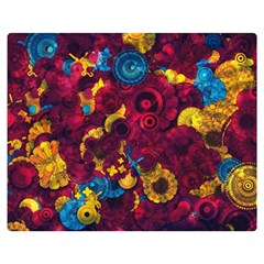 Psychedelic Digital Art Colorful Flower Abstract Multi Colored Two Sides Premium Plush Fleece Blanket (medium) by Bedest