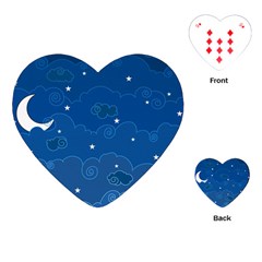 Sky Night Moon Clouds Crescent Playing Cards Single Design (heart) by Proyonanggan