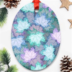 Leaves Glitter Background Winter Oval Ornament (two Sides) by Proyonanggan
