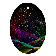 Particles Waves Line Multicoloured Ornament (oval) by Proyonanggan
