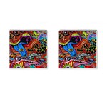 Psychedelic Trippy Hippie  Weird Art Cufflinks (Square) Front(Pair)