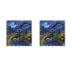 Psychedelic Landscape Cufflinks (square) by Sarkoni