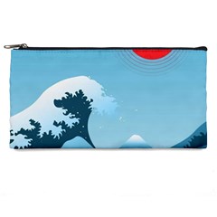 Minimalism Great Wave Off Kanagawa Pencil Case by Sarkoni