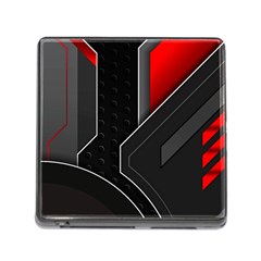 Gamer Tech Black Mesh Red Modern Shape Texture Geometric Pattern Memory Card Reader (square 5 Slot) by Sarkoni