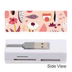 Scandinavian Flat Floral Background Coral Pink White Black Gold Pattern Memory Card Reader (stick) by Sarkoni