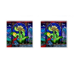Beauty And The Beast Stained Glass Rose Cufflinks (square) by Sarkoni