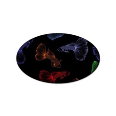 Vector Aquarium Guppies Seamless Fish Pattern With Black Background Sticker (oval) by Grandong