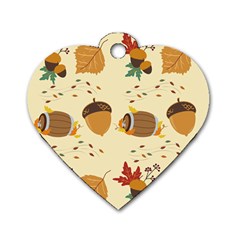 Leaves Foliage Acorns Barrel Dog Tag Heart (two Sides) by Ndabl3x