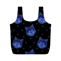 Vector Illustration Of Cat Animal Face Pattern Full Print Recycle Bag (m) by Ndabl3x