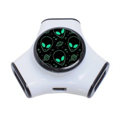 Alien Green Black Pattern 3-port Usb Hub by Ndabl3x