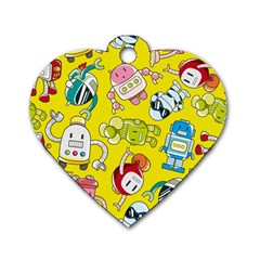 Robot Pattern Dog Tag Heart (two Sides) by Ndabl3x
