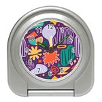Colorful Shapes On A Purple Background Travel Alarm Clock Front