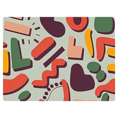 Shapes In Retro Colors On A Green Background Two Sides Premium Plush Fleece Blanket (extra Small) by LalyLauraFLM