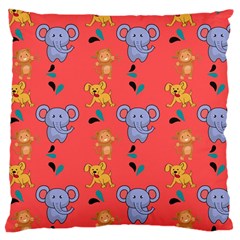 Elephant Monkey Dog Cartoon Large Cushion Case (two Sides) by Pakjumat