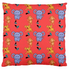 Elephant Monkey Dog Cartoon Large Premium Plush Fleece Cushion Case (two Sides) by Pakjumat