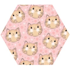 Cat Pattern Pink Cartoon Wooden Puzzle Hexagon by Pakjumat