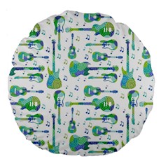Guitars Music Notes Seamless Pattern Large 18  Premium Flano Round Cushions by Pakjumat
