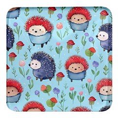 Hedgehogs Animal Square Glass Fridge Magnet (4 Pack) by Pakjumat