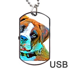 Boxer Dog Art T- Shirt Boxer Dog Art T- Shirt Dog Tag Usb Flash (two Sides) by JamesGoode