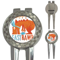 Easter Dinosaur T- Shirt Happy East Rawr T- Rex Dinosaur Easter Bunny T- Shirt 3-in-1 Golf Divots by ZUXUMI