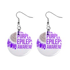 Epilepsy Awareness T- Shirt Epilepsy Awareness Sunflower In November We Wear Purple T- Shirt Mini Button Earrings by ZUXUMI