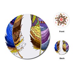 Feathers Design T- Shirtfeathers T- Shirt Playing Cards Single Design (round) by ZUXUMI