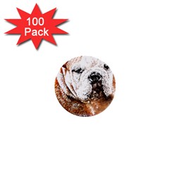 Bulldog T- Shirt English Bulldog Animal Wildlife Forest Nature Discovery Fauna T- Shirt 1  Mini Buttons (100 Pack)  by JamesGoode