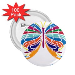 Butterfly Embroidery Effect T- Shirt Butterfly Embroidery Effect T- Shirt 2 25  Buttons (100 Pack)  by JamesGoode