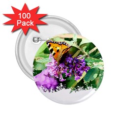 Butterfly T- Shirt Butterfly & Buddleia T- Shirt 2 25  Buttons (100 Pack)  by JamesGoode