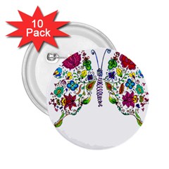 Butterfly T- Shirt Butterfly T- Shirt 2 25  Buttons (10 Pack)  by JamesGoode