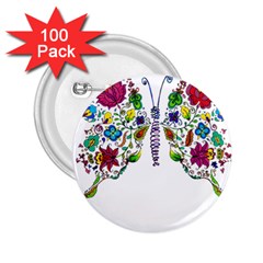 Butterfly T- Shirt Butterfly T- Shirt 2 25  Buttons (100 Pack)  by JamesGoode