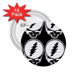 Black And White Deadhead Grateful Dead Steal Your Face Pattern 2 25  Buttons (10 Pack)  by Sarkoni