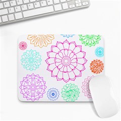 Flower Pattern T- Shirt Colorful Groovy Flower Pattern Outline T- Shirt Small Mousepad by EnriqueJohnson