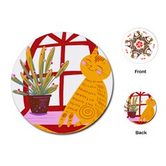 Cat Pet Ginger Art Animal Cartoon Playing Cards Single Design (round) by uniart180623
