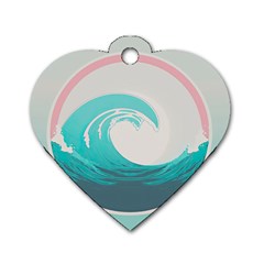 Tidal Wave Ocean Sea Tsunami Wave Minimalist Dog Tag Heart (two Sides) by uniart180623