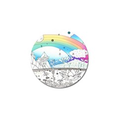 Rainbow Fun Cute Minimal Doodle Drawing Golf Ball Marker by uniart180623