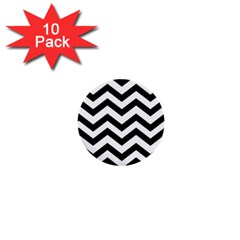 Black And White Chevron 1  Mini Buttons (10 Pack)  by Ket1n9