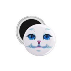 Cute White Cat Blue Eyes Face 1 75  Magnets by Ket1n9