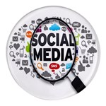 Social Media Computer Internet Typography Text Poster Round Glass Fridge Magnet (4 pack) Front
