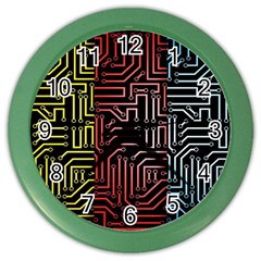 Circuit Board Seamless Patterns Set Color Wall Clock by Ket1n9