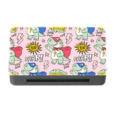 Seamless-pattern-with-many-funny-cute-superhero-dinosaurs-t-rex-mask-cloak-with-comics-style-inscrip Memory Card Reader With Cf by Ket1n9