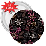 Flower Art Pattern 3  Buttons (10 pack)  Front