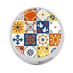 Mexican-talavera-pattern-ceramic-tiles-with-flower-leaves-bird-ornaments-traditional-majolica-style- 4-port Usb Hub (one Side) by Ket1n9