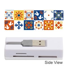 Mexican-talavera-pattern-ceramic-tiles-with-flower-leaves-bird-ornaments-traditional-majolica-style- Memory Card Reader (stick) by Ket1n9