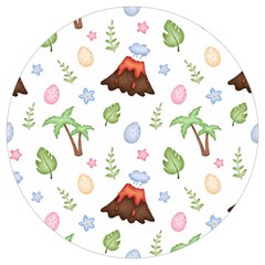 Cute-palm-volcano-seamless-pattern Round Trivet by Ket1n9