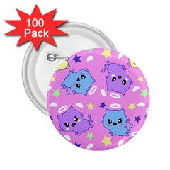 Seamless Pattern With Cute Kawaii Kittens 2 25  Buttons (100 Pack)  by Grandong