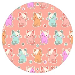 Cute Kawaii Kittens Seamless Pattern Round Trivet by Grandong