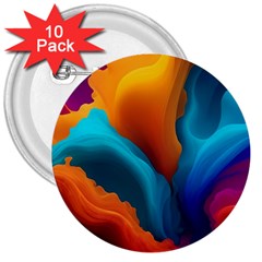 Colorful Fluid Art Abstract Modern 3  Buttons (10 Pack)  by Ravend